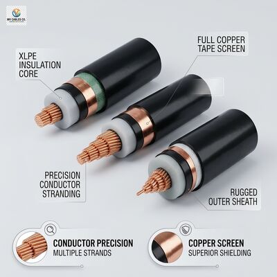 구리 테이프 차폐 중전압 XLPE 절연 전력 케이블 8.7/15kV 공급자